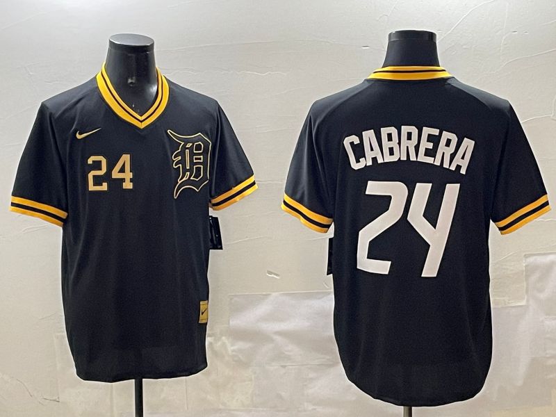 Men Detroit Tigers #24 Cabrera Black Gold Game 2025 Nike MLB Jersey style 3
